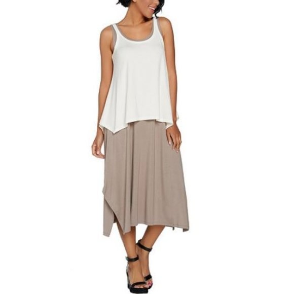 LOGO by Lori Goldstein Dresses & Skirts - LOGO Asymmetric Maxi Dress and Tank Twin Set  2583